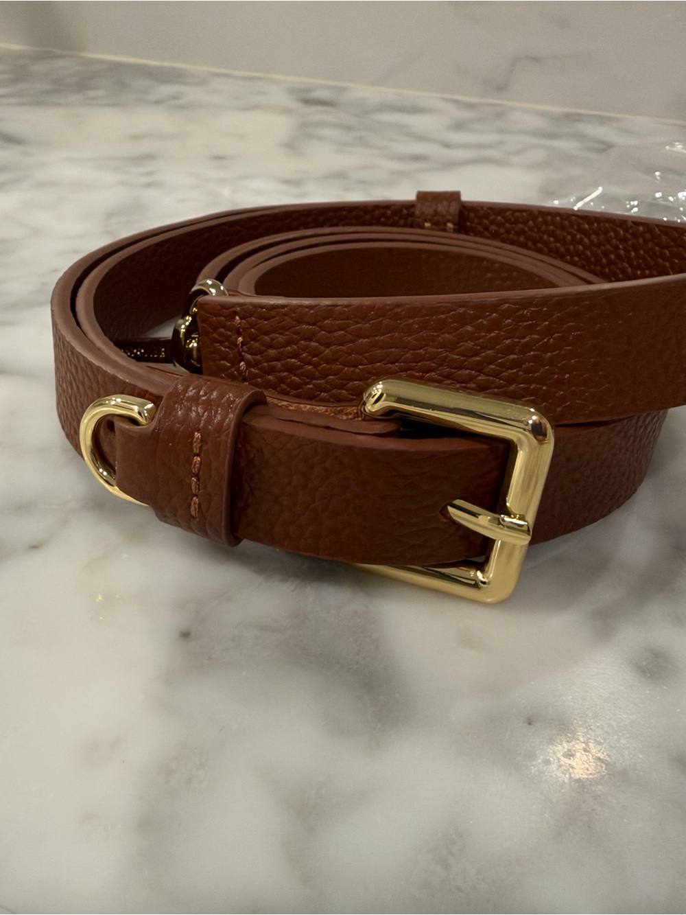 NWT Bandolier Leather Crossbody Strap Cognac/Gold